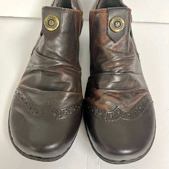 Reiker Louise 80 Leather Ruching Antique Heeled Oxford Shoe Brown Teak Sz 39 - Picture 3 of 16